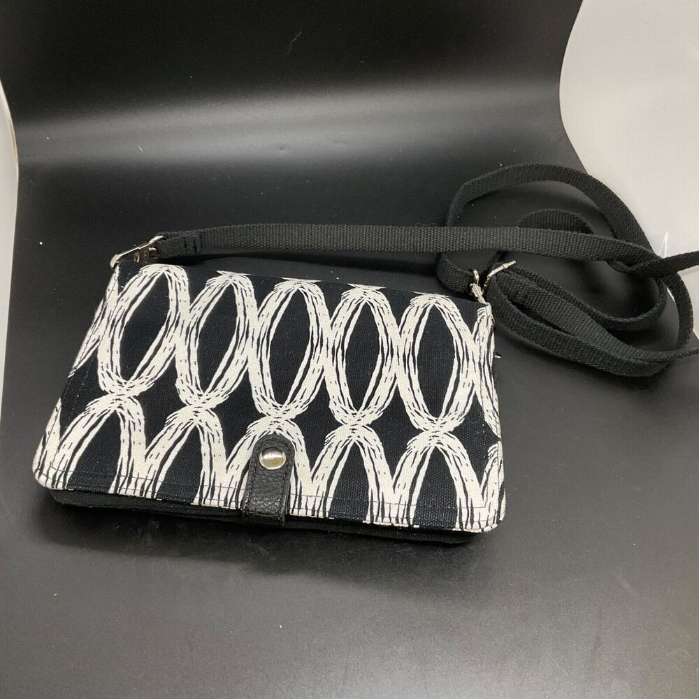 Thirty-One Double Up Crossbody Black Links Black‎ & White Detachable Strap EUC